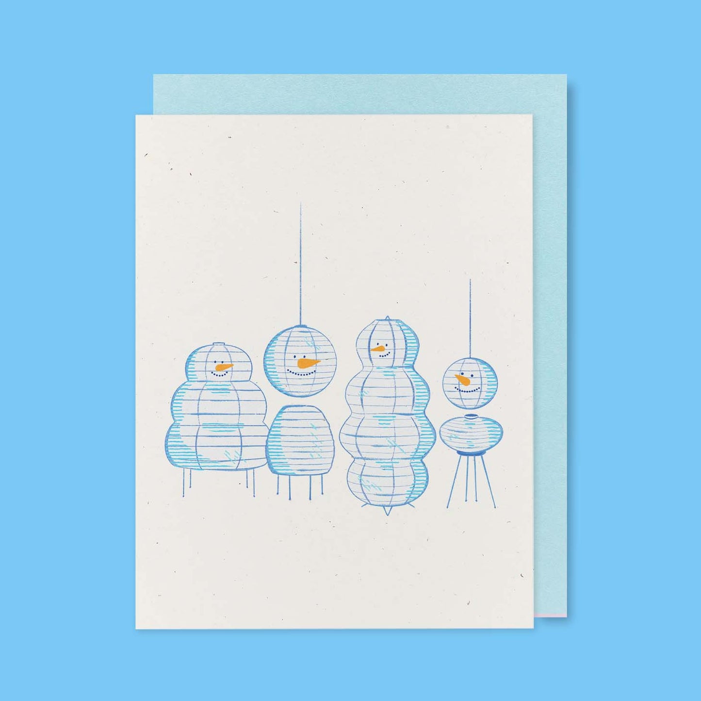 Paper Lantern Snowman Greeting Card