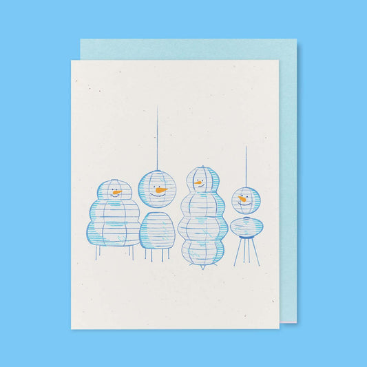 Paper Lantern Snowman Greeting Card