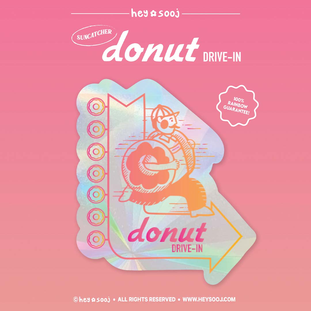 Donut Drive-In Rainbow Maker Decal Sun catcher