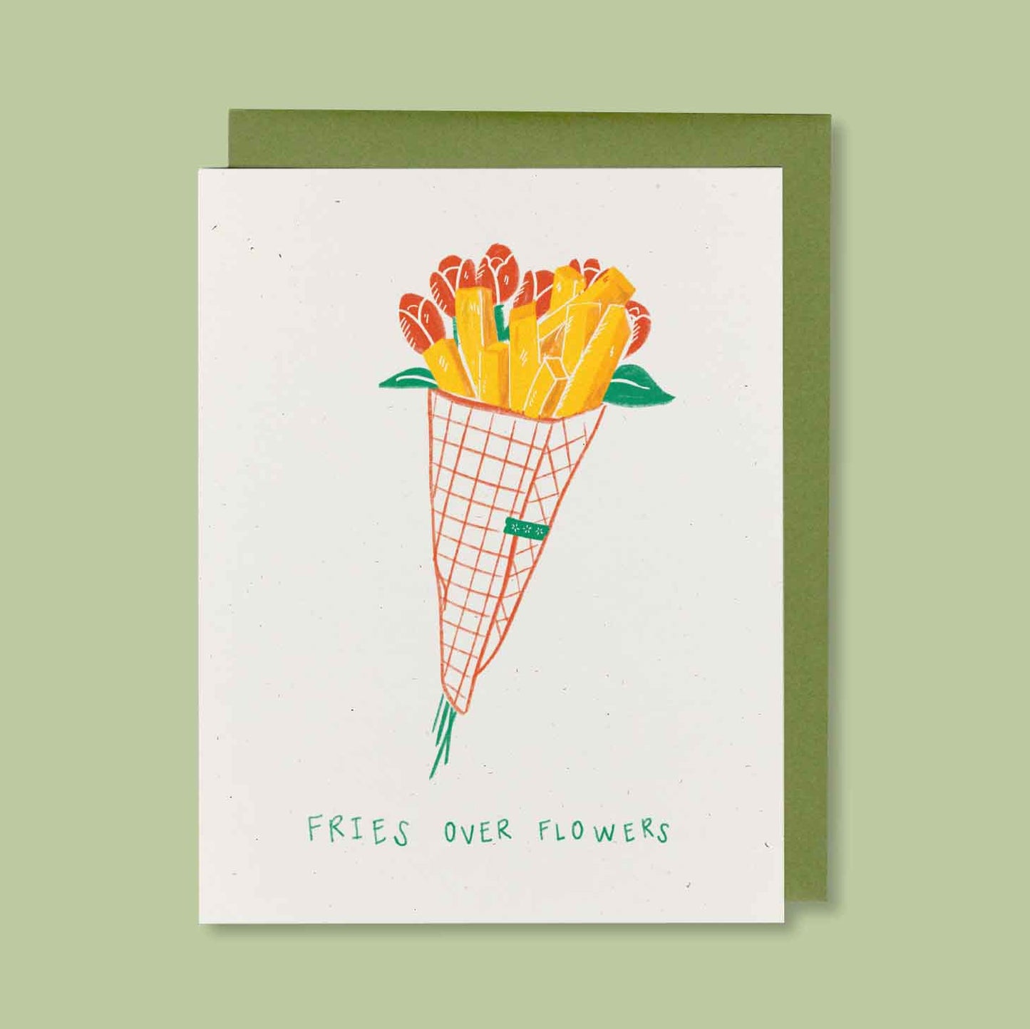 Fries Over Flowers Greeting Card