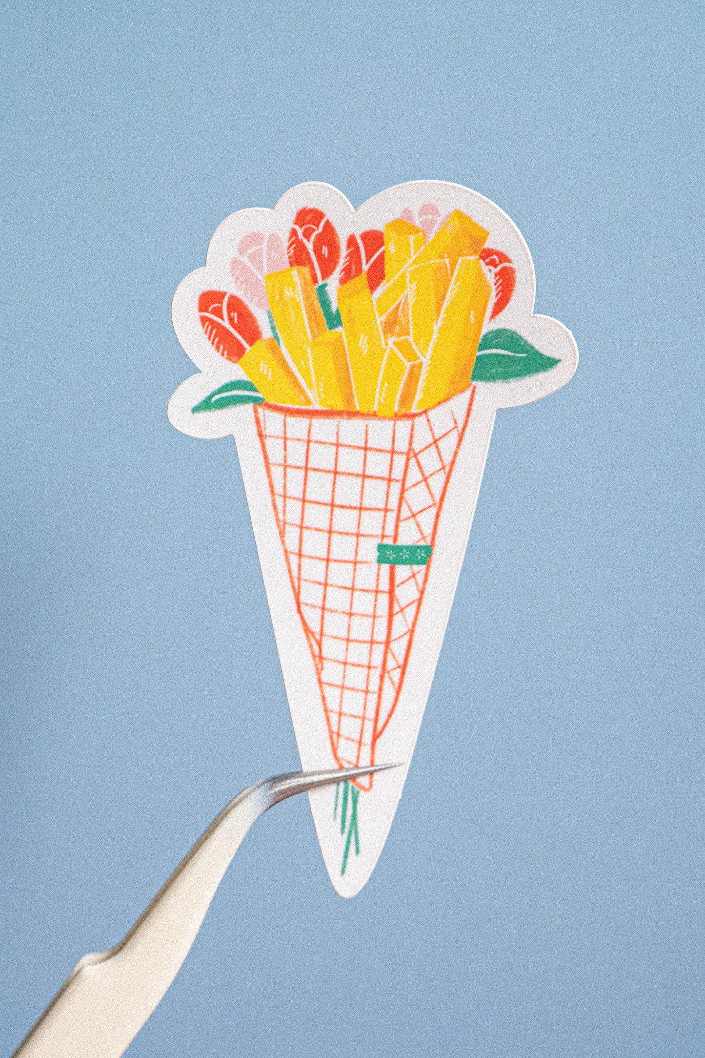 Fries Over Flowers Sticker