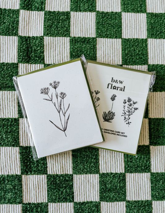 B&W Floral Card Set (6 Cards)